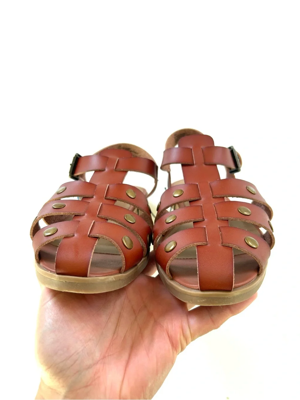 Seychelles Debby Cognac Brown Studded Gladiator Sandals